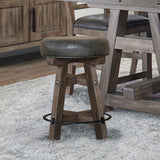 Parker House Lodge Dining Swivel Counter Stool Siltstone Rubberwood Solids / Acacia Veneers, 85% Polyester, 15% PU Leather (Fabric) DLOD#1026S