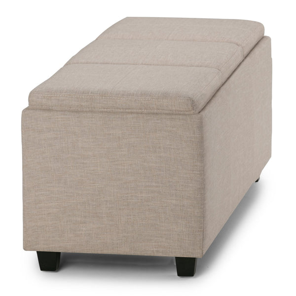 English Elm Avalon Storage Ottoman – Versatile Natural Linen-Look Design With Hidden Storage & Serving Trays B136P159918