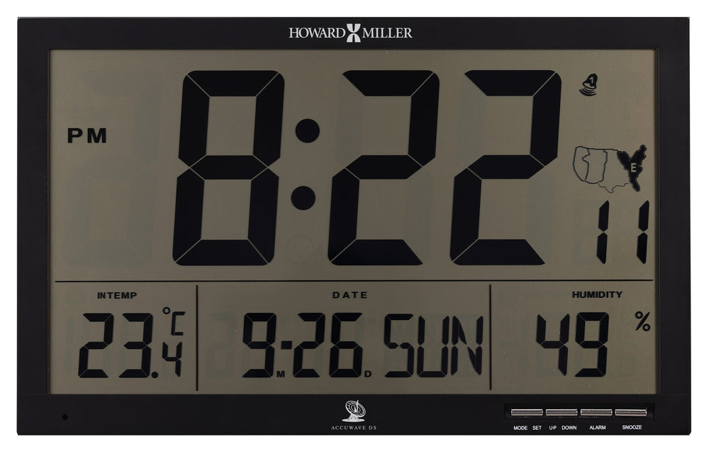Hekman Furniture 625770 Oversized Radio-controlled Wall Clock With Large Lcd Display And Dual Alarm Features Black Satin Ayden Wall Clock 625770