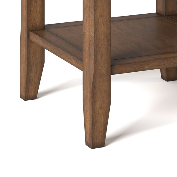 English Elm Acadian End Table - Handcrafted Solid Wood In Rustic Aged Brown With Open Shelves For Storage & Style B136P159691