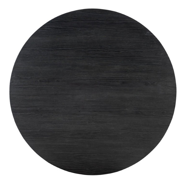 Hooker Furniture Chapman Charred Black Shou Sugi Ban Round Cocktail Table — Art Deco Curves, Lower Shelf, Forged Pewter Finish 6033-80111-99