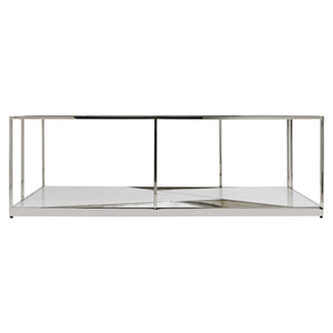 Bernhardt Bernhardt Maymont Cocktail Table — Tempered Glass Top, Polished Stainless Frame, Figured Sycamore Veneer Elegance 313011