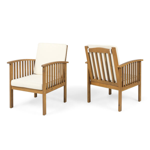 English Elm Casa Acacia Slatted Outdoor Club Chairs Set of 2 with Gray Finish Coastal Patio Seating 63513.00