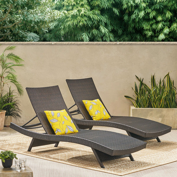 English Elm Christopher Knight Home® - Salem Pe Wicker Chaise Lounge Set - Adjustable, Ergonomic Outdoor Lounges For Poolside Relaxation 52005.00MP2
