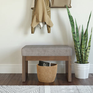 English Elm Milltown Footstool Ottoman Bench - Distressed Grey-Taupe Faux Leather For Stylish Versatility B136P159088