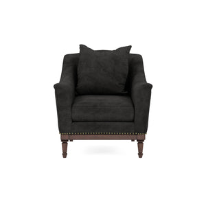 A.R.T. Furniture Magritte Accent Chair In Charcoal Velvet With Aged Brass Trim & Stylish Camel Back Design Grey Rubberwood Solids,Foam,Fabric,Metal 528503-1730aa