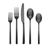 Cambridge Beacon 45-Piece Black Satin Flatware Set, Stainless Steel, Dishwasher Safe