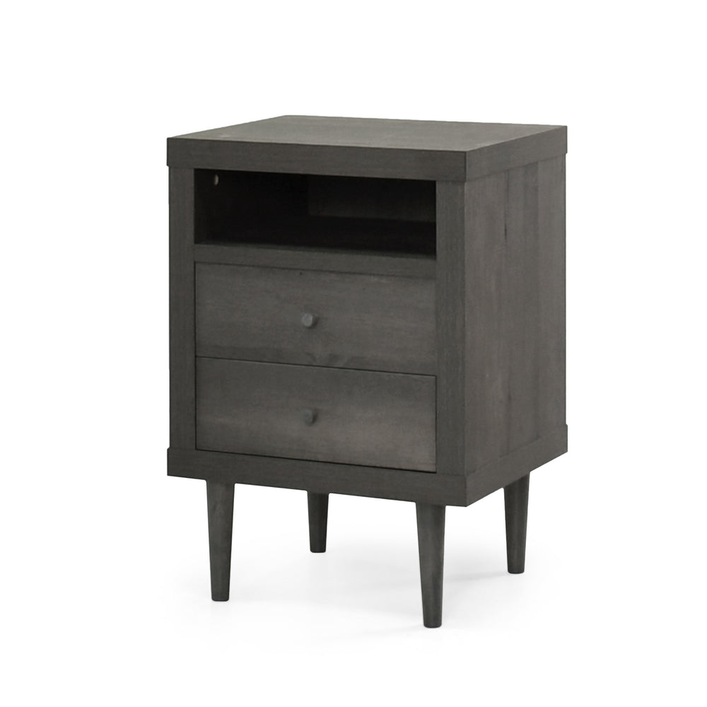 English Elm Christopher Knight Home® - 2-DRAWER Nightstand with Faux Wood Finish and Rubberwood Legs, Compact Storage Nightstand with Knob Handles Grey 72037.00GRY
