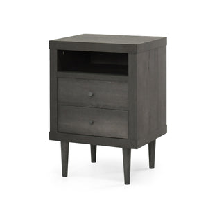 English Elm Christopher Knight Home® - 2-DRAWER Nightstand with Faux Wood Finish and Rubberwood Legs, Compact Storage Nightstand with Knob Handles Grey 72037.00GRY