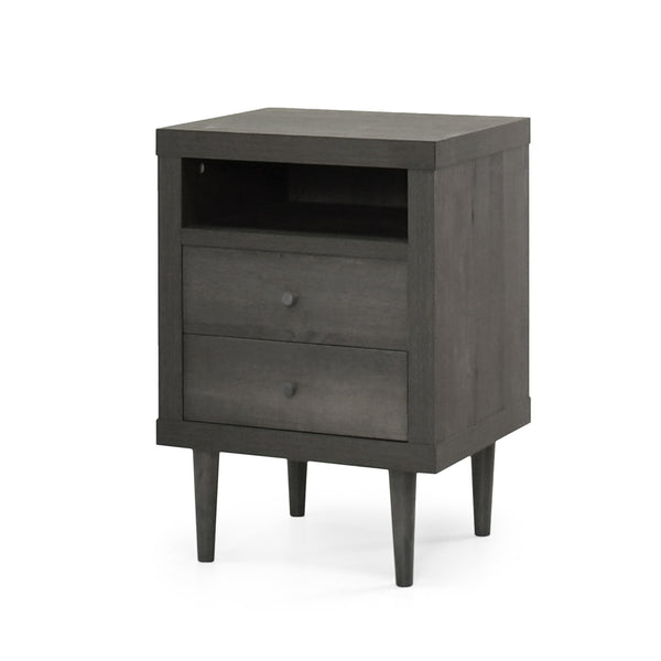 English Elm Christopher Knight Home® - 2-DRAWER Nightstand with Faux Wood Finish and Rubberwood Legs, Compact Storage Nightstand with Knob Handles Grey 72037.00GRY