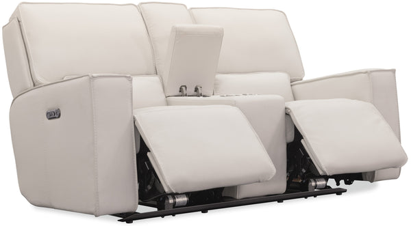 Hooker Furniture Miles Power Reclining Loveseat Top Grain Leather Zero Gravity Console Living Room SS727-PHZC2-001