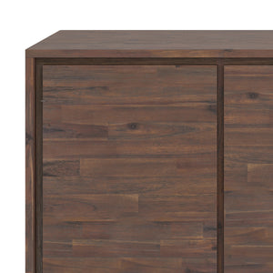 English Elm Lowry Large 4-Door Sideboard Buffet - Distressed Charcoal Brown Acacia Wood, Modern Industrial Design B136P158890