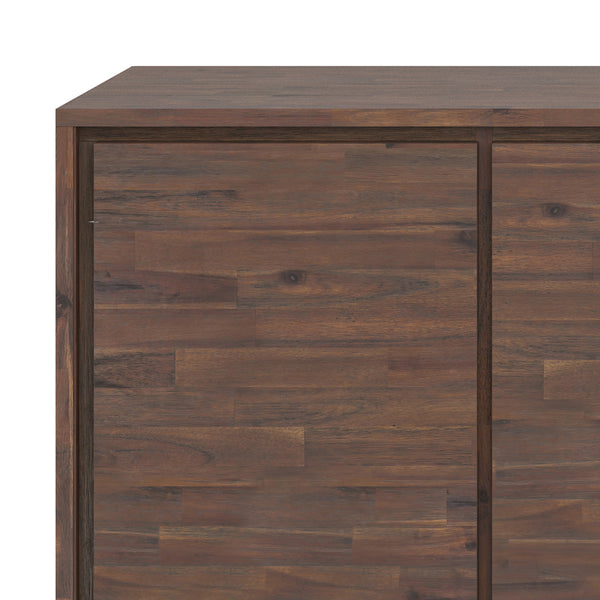 English Elm Lowry Large 4-Door Sideboard Buffet - Distressed Charcoal Brown Acacia Wood, Modern Industrial Design B136P158890