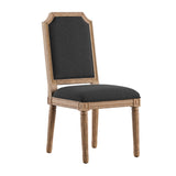 Mayer Arched Linen and Wood Dining Chairs (Set of 2)