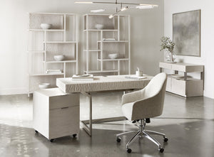 Bernhardt Bernhardt Weathered Bone Alesio File Credenza With Chiseled Drawer Fronts, Nickel Accents, 48"W X 30"H D15914