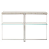 Homelegance By Top-Line Dahlia Marble Top Chrome Framed Sofa Table Chrome Marble