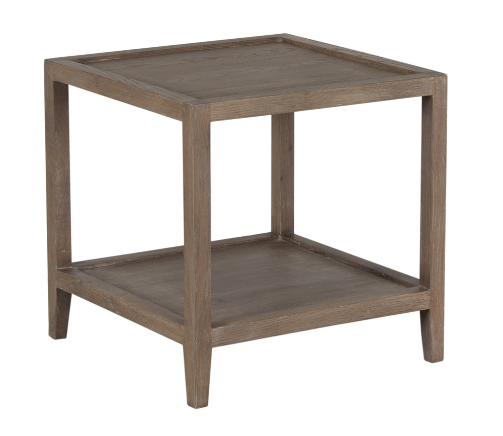 Porter Designs Porter Lowell Solid White Oak End Table With Extra Storage Shelves, Versatile Brown Design, Durable Brown Wood 05-108-07-1920