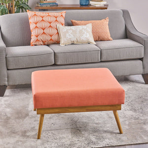 English Elm Christopher Knight Home® - 33" Coral Square Ottoman Coffee Table with Plush Upholstery & Rubberwood Legs — Mid-Century Comfort Hub 61148.00CRL