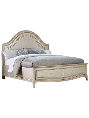 A.R.T. Furniture Starlite Glamour Bed With Elegant Gold Accents And Spacious Footboard Drawers For Stylish Storage Silver, Silver Parawood Solids,Primavera Veneer,And Gold Leaf 406165-2227s1