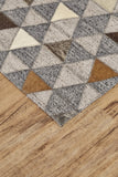 Feizy Rugs 7380755f Fannin Hand Woven Geometric Rug - Rustic Meets Modern With Viscose And Leather For Elegant Spaces Gray,Ivory,Brown Viscose,Leather 7380755fmlt000e10