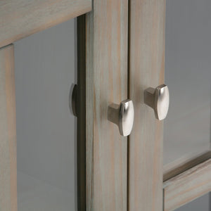 English Elm Warm Shaker - Handcrafted Low Storage Cabinet In Distressed Grey With Adjustable Shelves & Timeless Style B136P159728-GIGA