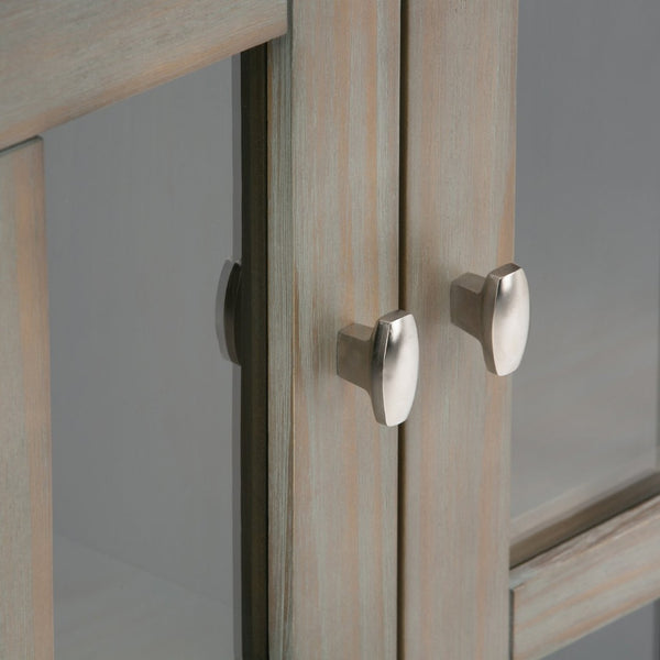 English Elm Warm Shaker - Handcrafted Low Storage Cabinet In Distressed Grey With Adjustable Shelves & Timeless Style B136P159728-GIGA