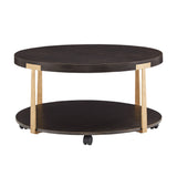 Homelegance By Top-Line Conlley Wood and Metal T-Brace Round Tables Espresso MDF