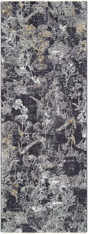 Livabliss Gakko Machine Woven Polyester Area Rug with Fringe Industrial Rustic Living Room Floor Black, Charcoal 2'7" x 10' GKK2300-2710