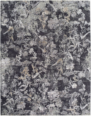 Livabliss Gakko Machine Woven Polyester Area Rug with Fringe Industrial Rustic Living Room Floor Black, Charcoal 9' x 12'2" GKK2300-9122