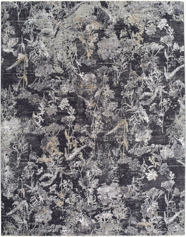 Livabliss Gakko Machine Woven Polyester Area Rug with Fringe Industrial Rustic Living Room Floor Black, Charcoal 9' x 12'2" GKK2300-9122