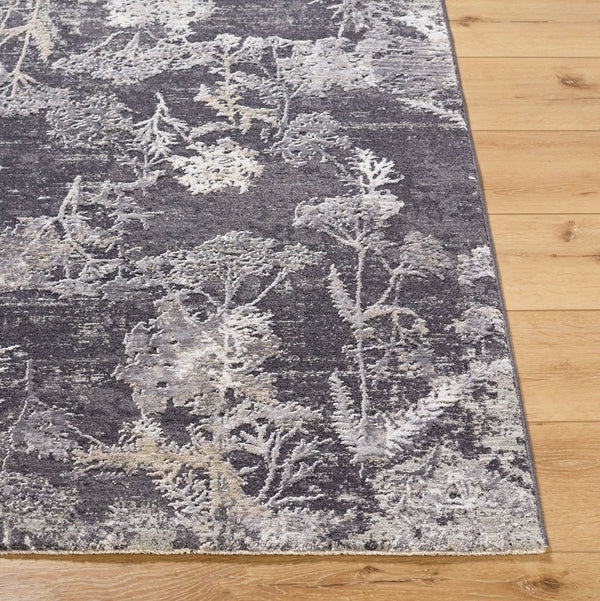 Livabliss Gakko Machine Woven Polyester Area Rug with Fringe Industrial Rustic Living Room Floor Black, Charcoal 9' x 12'2" GKK2300-9122