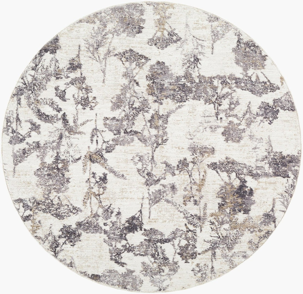 Livabliss Gakko Machine Woven Polyester Area Rug with Fringe for Industrial Rustic Living Rooms Cream, Gray 5'3" x 5'3" GKK2301-53RD