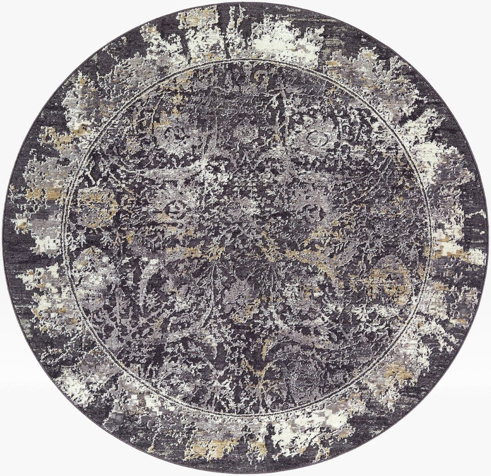 Livabliss Gakko Medallion Area Rug Machine Woven Polyester Pile Traditional Style Living Room Black, Ivory 5'3" x 5'3" GKK2303-53RD