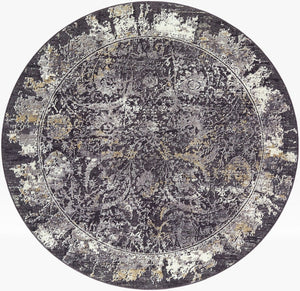 Livabliss Gakko Medallion Area Rug Machine Woven Polyester Pile Traditional Style Living Room Black, Ivory 5'3" x 5'3" GKK2303-53RD