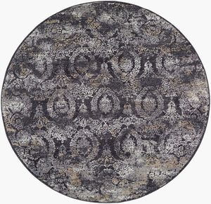 Livabliss Gakko Medallion Area Rug with Fringe Traditional Pattern for Living Room Dining Black, Gray 5'3" x 5'3" GKK2304-53RD