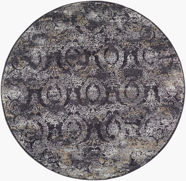 Livabliss Gakko Medallion Area Rug with Fringe Traditional Pattern for Living Room Dining Black, Gray 5'3" x 5'3" GKK2304-53RD