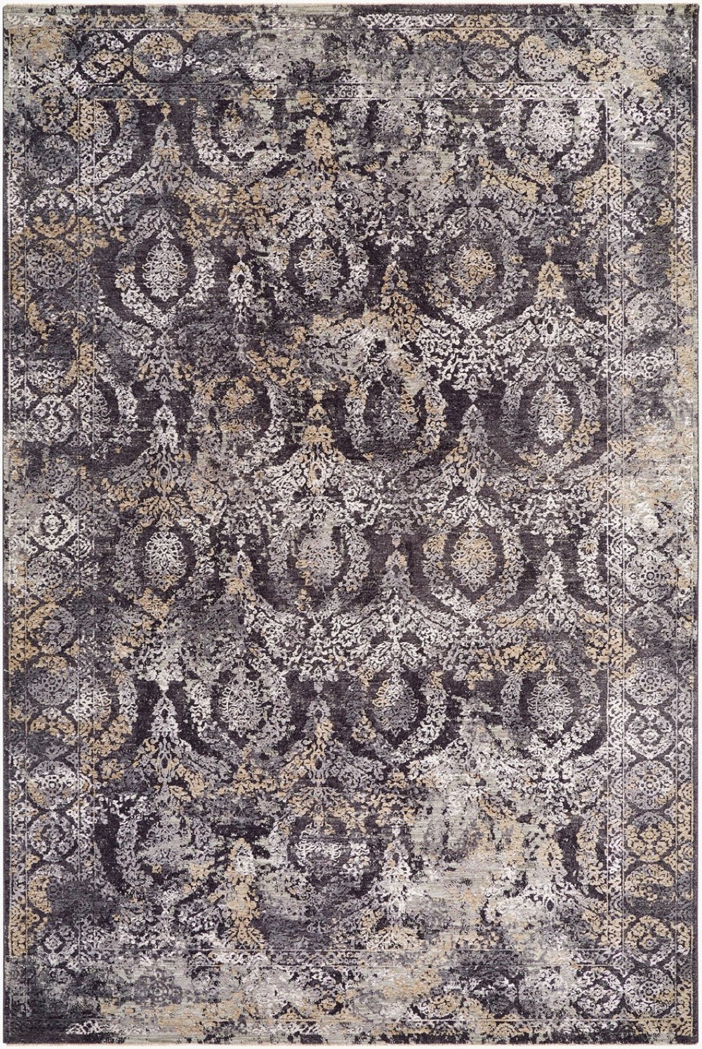 Livabliss Gakko Medallion Area Rug with Fringe Traditional Pattern for Living Room Dining Black, Gray 2' x 2'11" GKK2304-2211