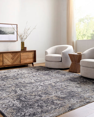 Livabliss Gakko Medallion Area Rug with Fringe Traditional Pattern for Living Room Dining Black, Gray 2' x 2'11" GKK2304-2211