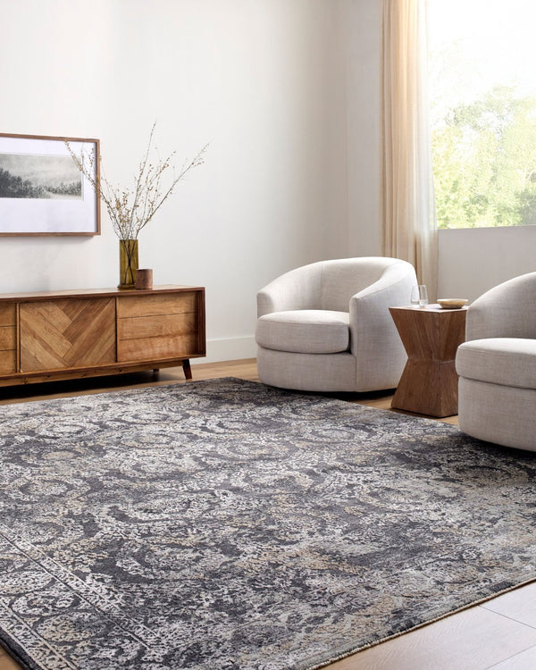 Livabliss Gakko Medallion Area Rug with Fringe Traditional Pattern for Living Room Dining Black, Gray 2' x 2'11" GKK2304-2211
