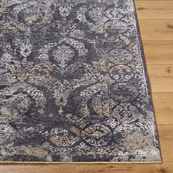 Livabliss Gakko Medallion Area Rug with Fringe Traditional Pattern for Living Room Dining Black, Gray 2' x 2'11" GKK2304-2211