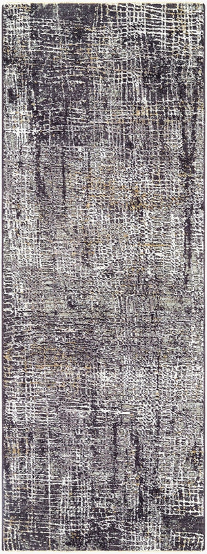Livabliss Gakko Machine Woven Polyester Area Rug with Fringe for Living and Dining Spaces Black, Ivory 2'7" x 7'3" GKK2307-2773