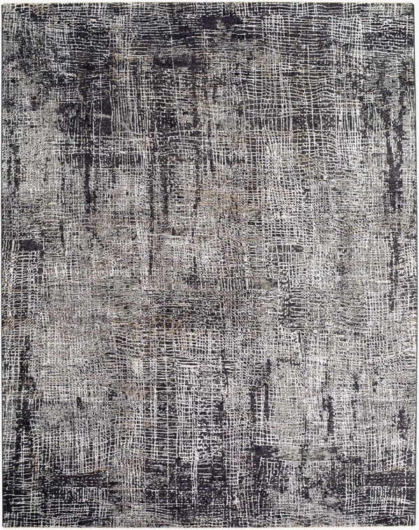 Livabliss Gakko Machine Woven Polyester Area Rug with Fringe for Living and Dining Spaces Black, Ivory 7'10" x 10'2" GKK2307-710102
