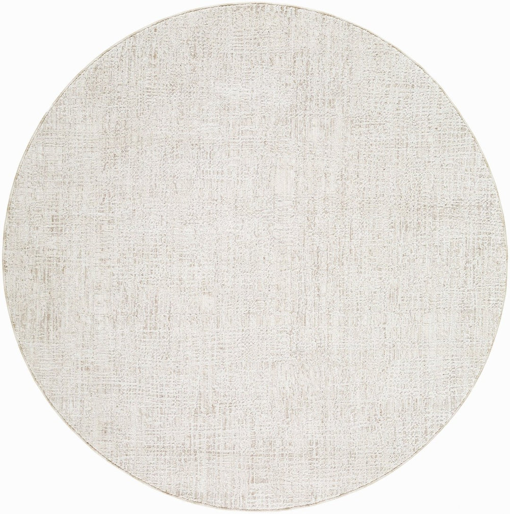 Livabliss Gakko Fringed Polyester Area Rug with Weathered Texture for Large Living Spaces Charcoal, Ivory 6'7" x 6'7" GKK2308-67RD