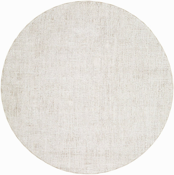 Livabliss Gakko Fringed Polyester Area Rug with Weathered Texture for Large Living Spaces Charcoal, Ivory 6'7" x 6'7" GKK2308-67RD
