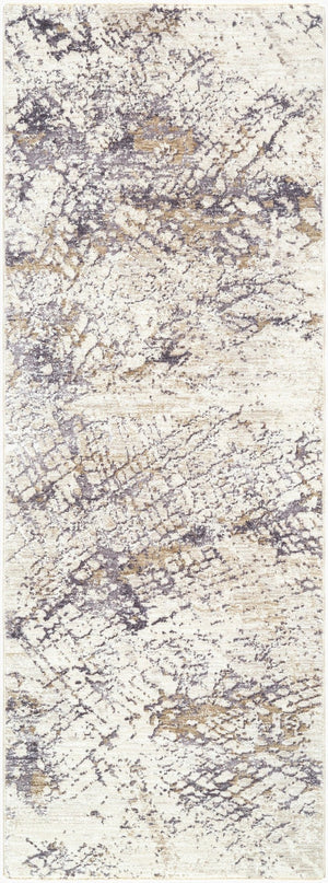 Livabliss Gakko Geometric Machine Woven Polyester Area Rug with Fringe for Living Rooms Cream, Charcoal 2'7" x 10' GKK2309-2710