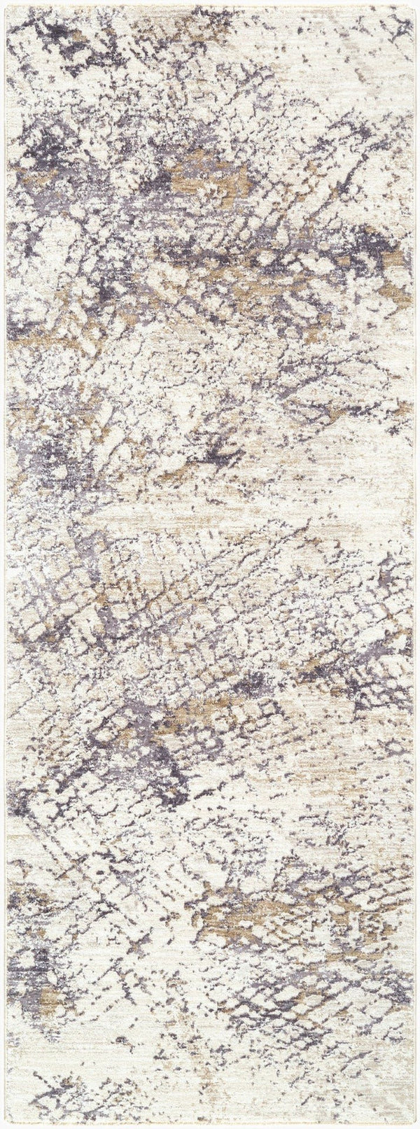 Livabliss Gakko Geometric Machine Woven Polyester Area Rug with Fringe for Living Rooms Cream, Charcoal 2'7" x 10' GKK2309-2710