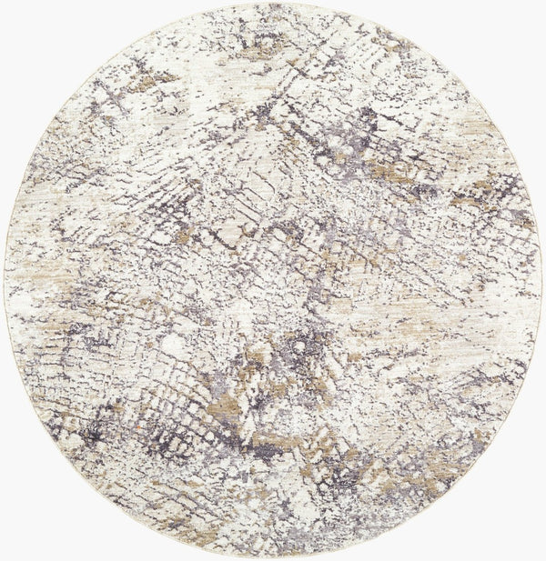 Livabliss Gakko Geometric Machine Woven Polyester Area Rug with Fringe for Living Rooms Cream, Charcoal 7'10" x 7'10" GKK2309-710RD