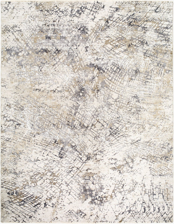 Livabliss Gakko Geometric Machine Woven Polyester Area Rug with Fringe for Living Rooms Cream, Charcoal 10' x 13'11" GKK2309-101311