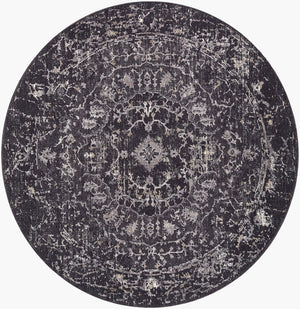 Livabliss Gakko Machine Woven Polyester Area Rug with Fringe Traditional Pattern for Living Rooms Black, Gray 7'10" x 7'10" GKK2311-710RD