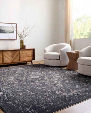 Livabliss Gakko Machine Woven Polyester Area Rug with Fringe Traditional Pattern for Living Rooms Black, Gray 2'7" x 3'11" GKK2311-27311
